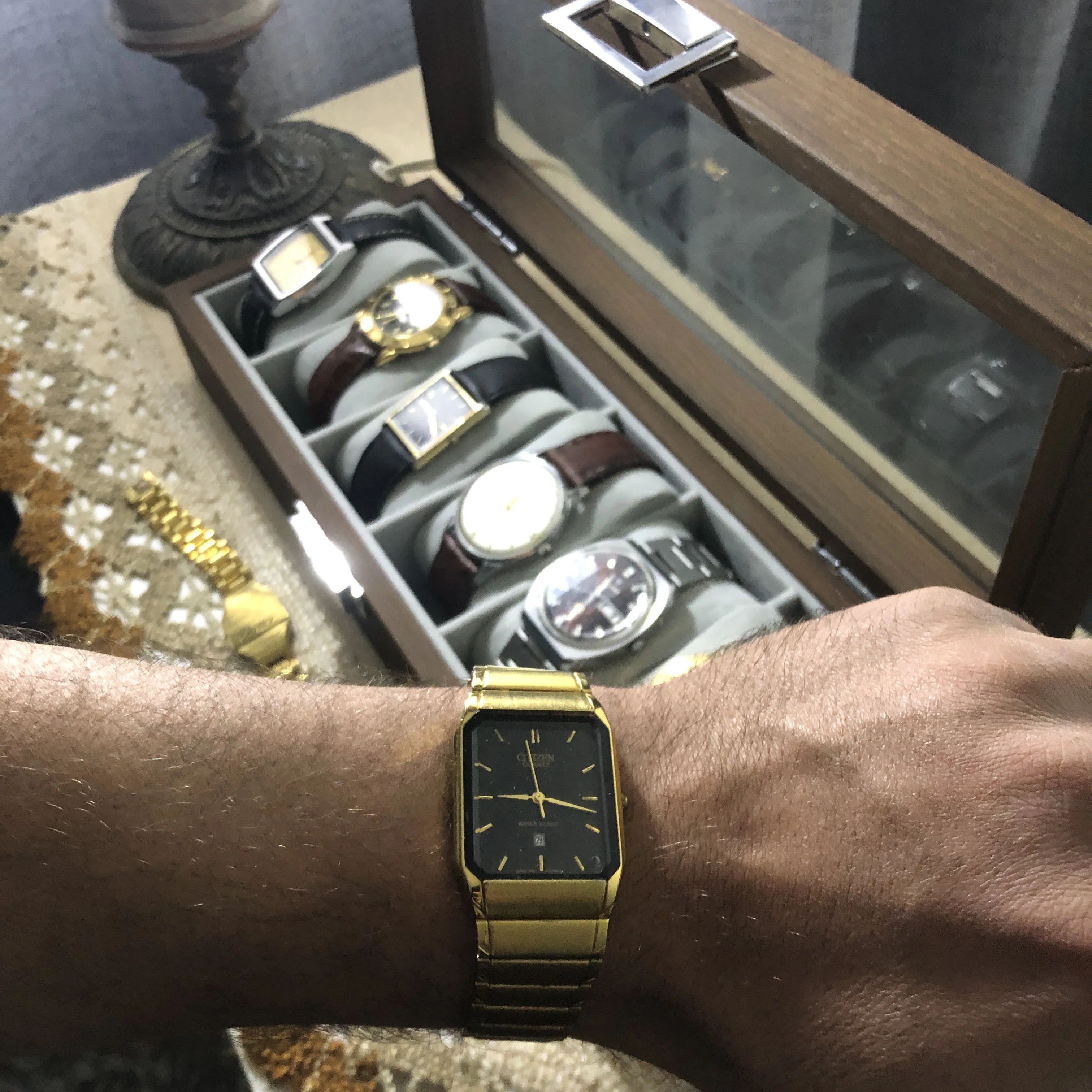 ⌚❌Citizen ❌ Vintage Citizen CQ Watch Men Gold Tone Black Dial