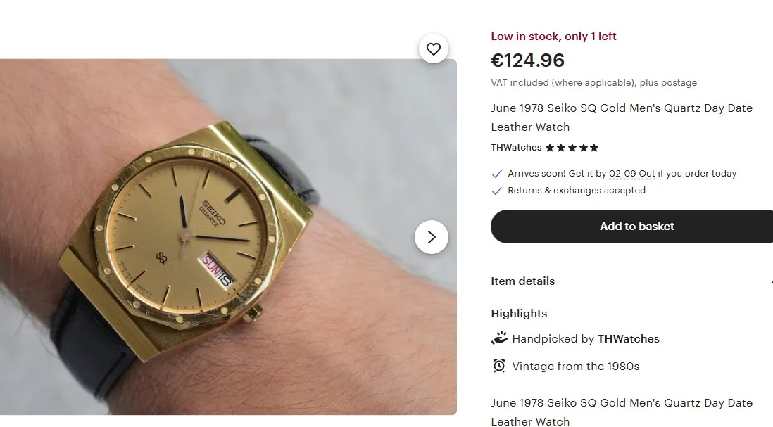 June 1978 Seiko SQ Men's Quartz Day Date Leather Watch