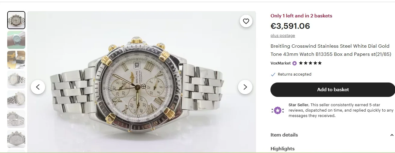 ⌚✅ Breitling ✅ Breitling Crosswind Stainless Steel White Dial Tone 43mm Watch