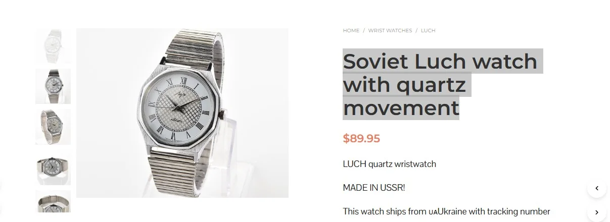 Soviet Luch watch with quartz movement