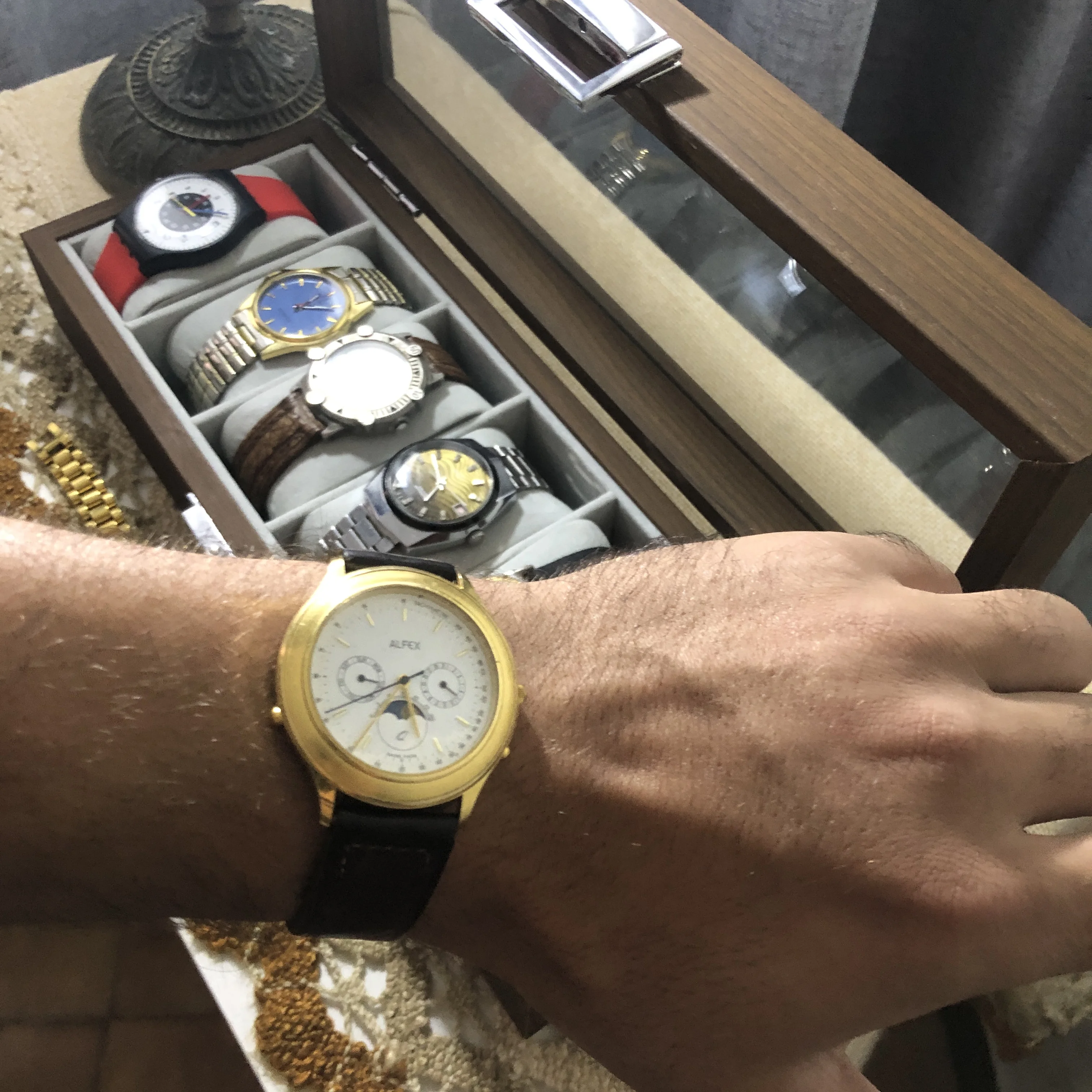 ⌚✅Alfex ✅ Vintage Men's /Alfex Moon Phase Quartz Watch