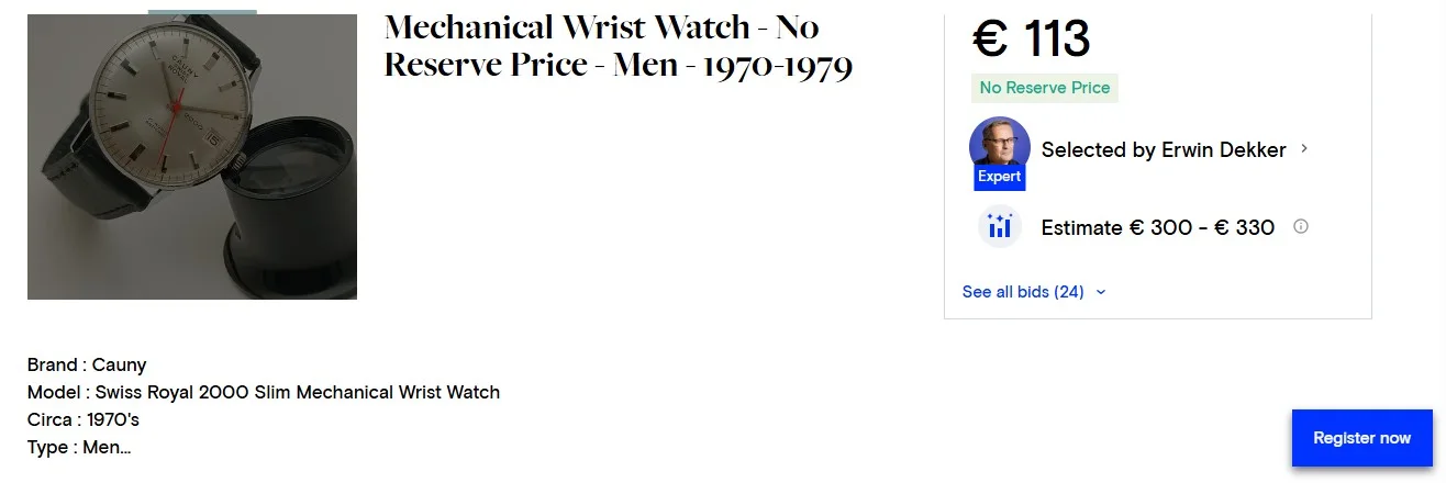 Swiss Royal 2000 Slim Mechanical Wrist Watch Men - 1970-1979
