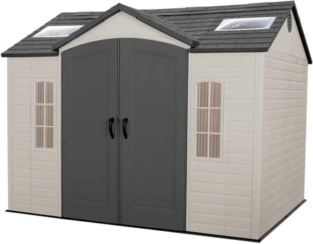 Lifetime 60005 Outdoor Storage Shed with Windows, Skylights and Shelving, 10 x 8 Feet