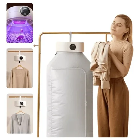 مجفف ملابس محمول بتقنية الهواء الساخن والتحكم الرقمي