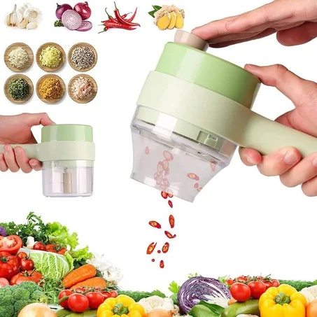 قطاعة خضروات كهربائية - Hachoir Électrique Portable 4 en 1 pour Légumes