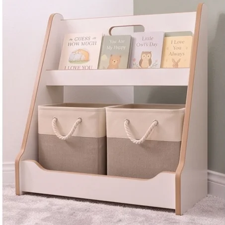 Meuble 2 x 1 : Rangement Jouets & Bibliothèque d’Histoires pour Enfant