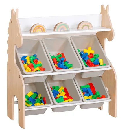Meuble 2-en-1 Enfant : Rangement Jouets + Bibliothèque Intégrée