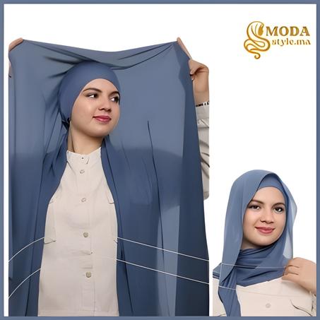 شال كريب بالبوني بربطة في الخلف