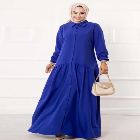 فستان طويل بأزرار أمامية