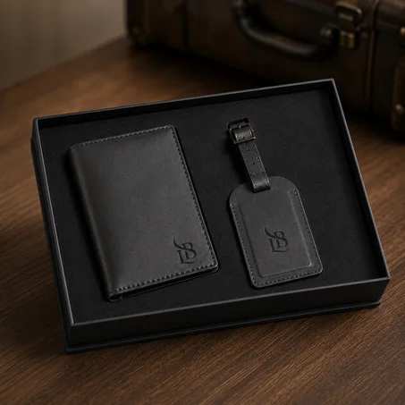 Coffret – PORTE PASSEPORT ET ETIQUETTE DE BAGAGE