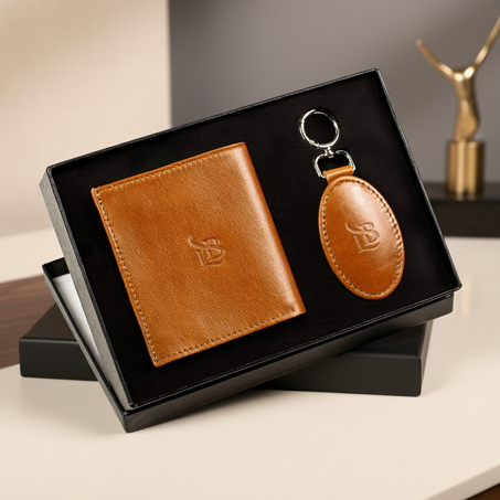 Coffret Cadeau Homme – Portefeuille & Porte-Clés en Cuir Premium