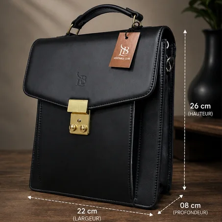 SACOCHE CLASSIQUE EN CUIR NOIR
