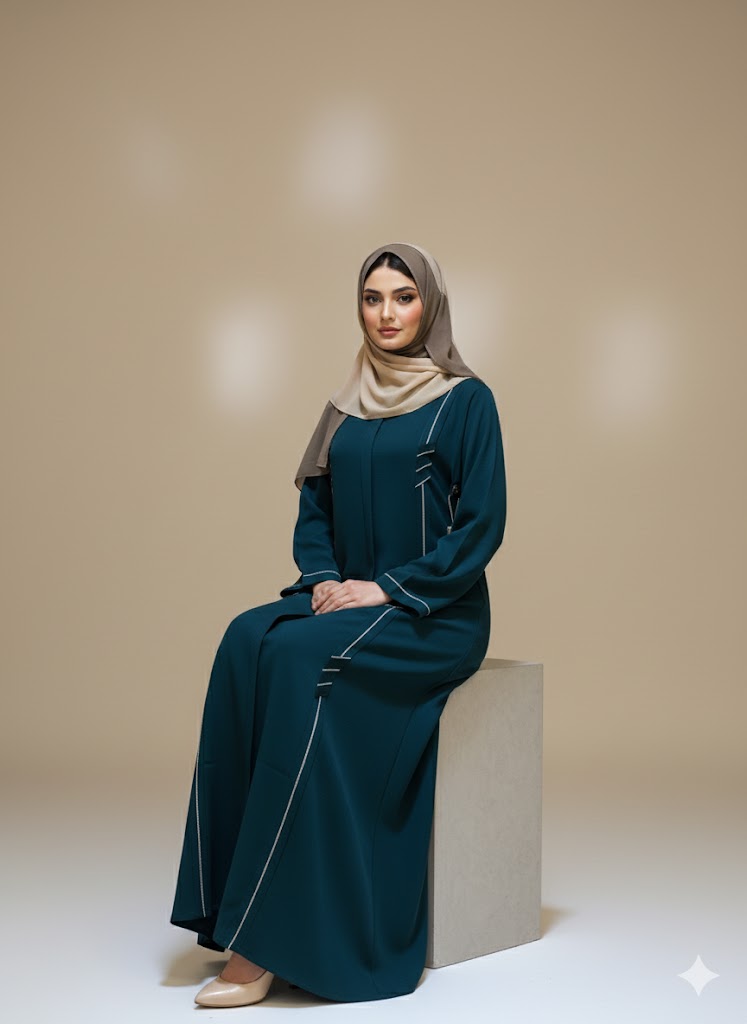 عباية ديزاين بالعقيق من ثوب الكريب – أناقة وفخامة لا مثيل لها