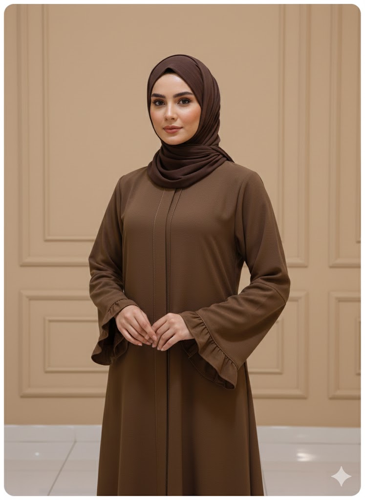 🌸 عباية كلوش فاخرة – بتصميم يد على شكل وردة