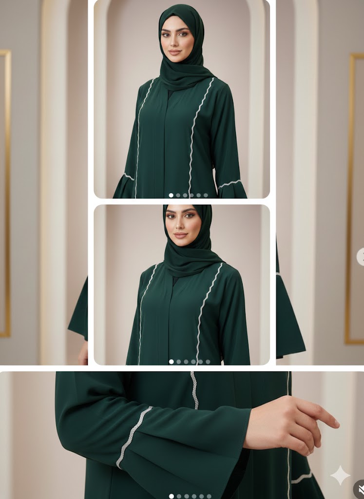 ✨ عباية  بالستراس مع تصميم وردة في الأكمام – فخامة تلفت الأنظار