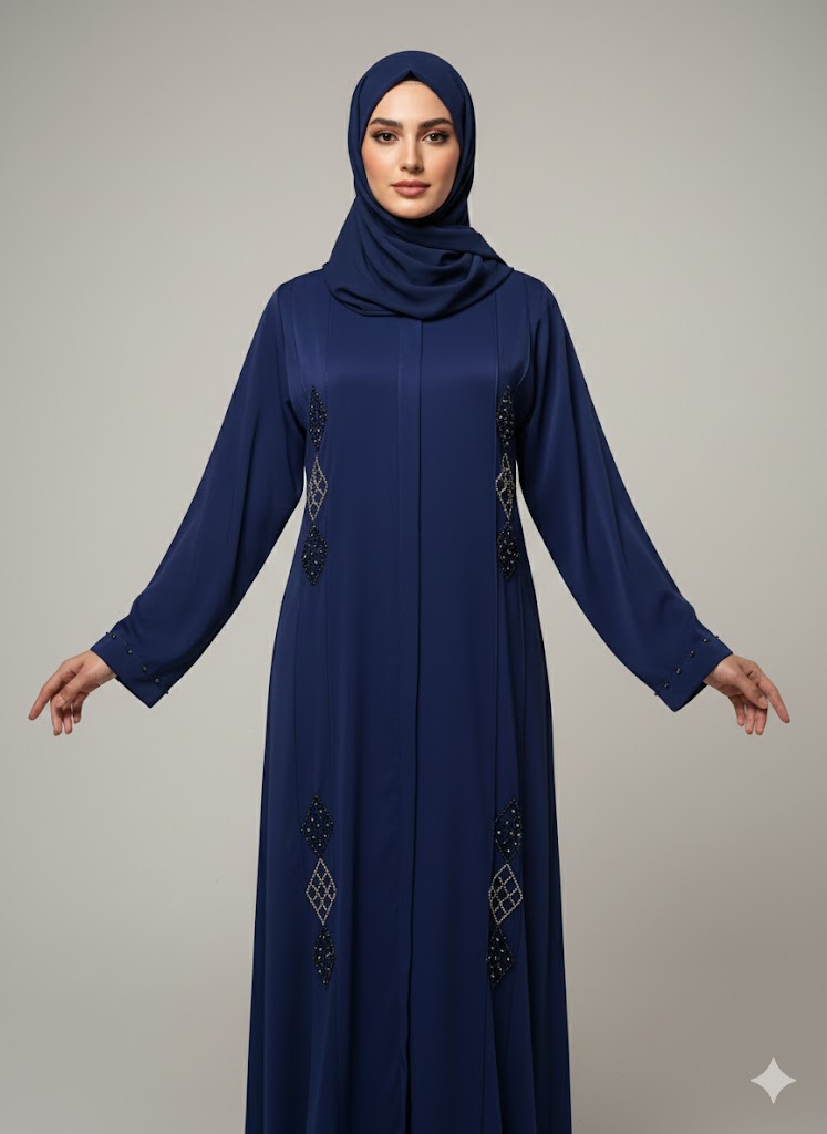 ✨ عباية بالعقيق تُفتح بالسنسلة – فخامة التفاصيل وقماش الكريب الراقي