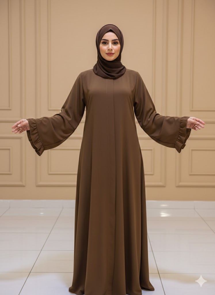 🌸 عباية كلوش فاخرة – بتصميم يد على شكل وردة