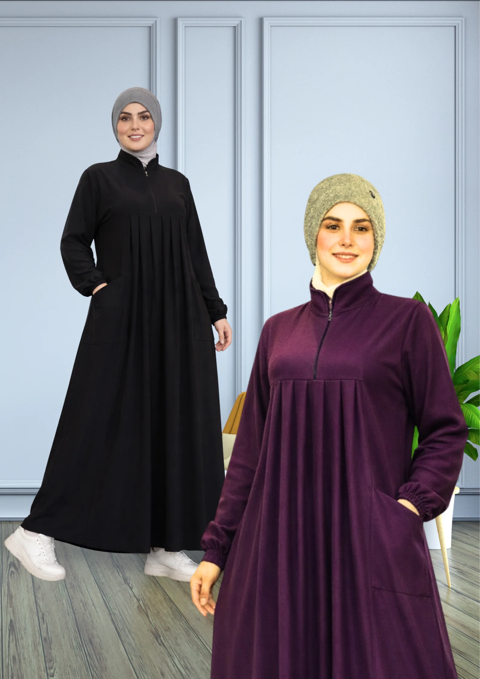 كسوة فودان أنيقة ودافئة بجيوب جانبية – تصميم عملي لفصل الشتاء