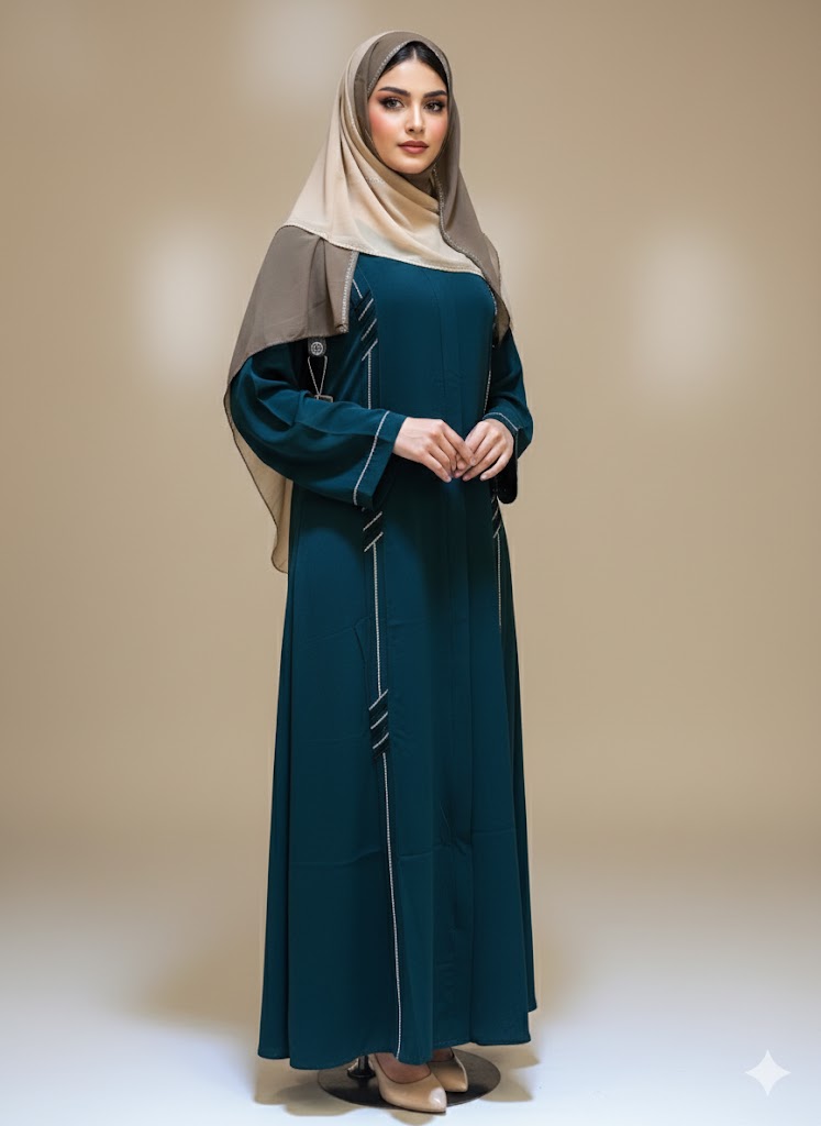 عباية ديزاين بالعقيق من ثوب الكريب – أناقة وفخامة لا مثيل لها