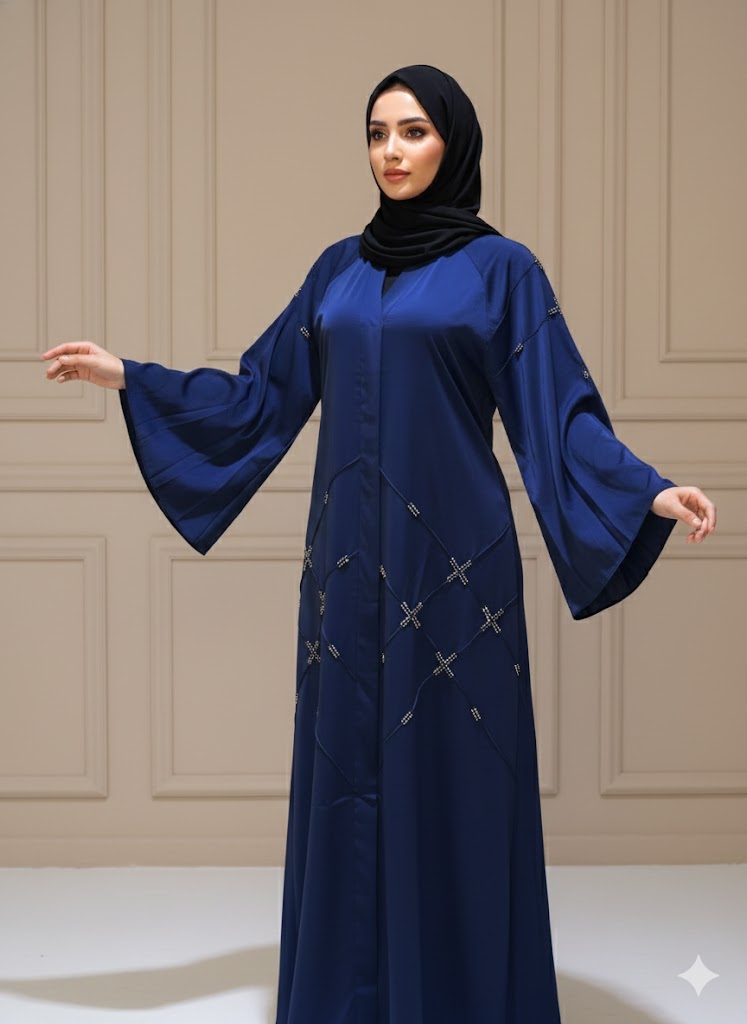 ✨ عباية كلوش بالعقيق – تفاصيل يد عريضة من قماش الكريب الفاخر