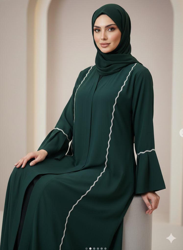 ✨ عباية  بالستراس مع تصميم وردة في الأكمام – فخامة تلفت الأنظار