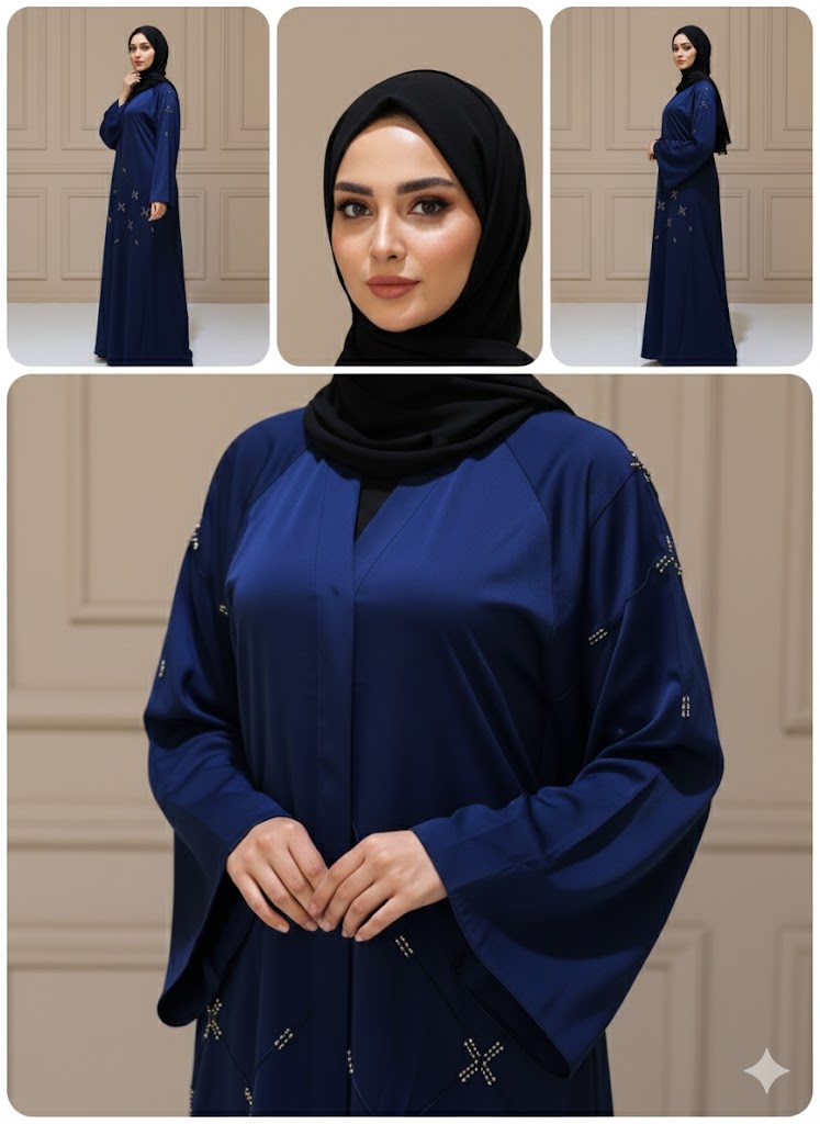 ✨ عباية كلوش بالعقيق – تفاصيل يد عريضة من قماش الكريب الفاخر