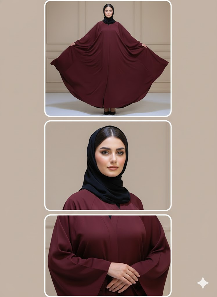 ✨ عباية كلوش باليد العريضة – فخامة الكريب وأناقة المظهر الواسع