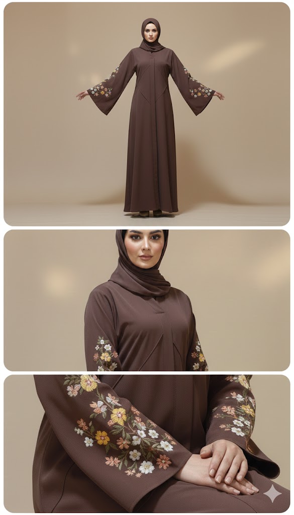 ✨ عباية كلوش مطروزة – إطلالة تجمع بين الفخامة والراحة… وتصميم يبرز جمالك بكل بساطة