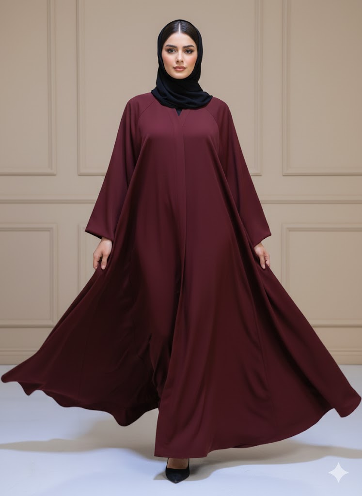 ✨ عباية كلوش باليد العريضة – فخامة الكريب وأناقة المظهر الواسع