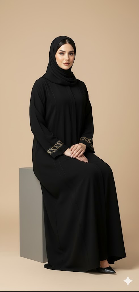 ✨ عباية بالسنسلة مع دانتيل في اليد – أناقة عملية لكل يوم