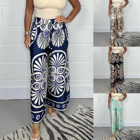 Pantalon large satiné à motifs tendance pour femme