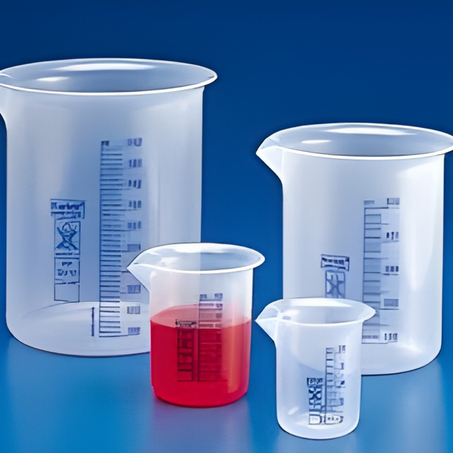 Bécher pp Grad bleu forme basse