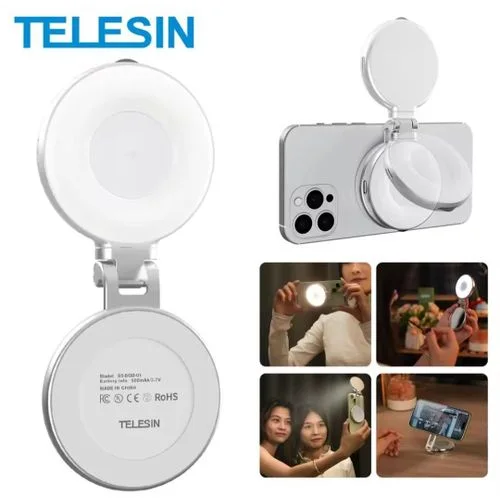 TELESIN Mini Lumière d'Appoint Rechargeable – L’Accessoire Indispensable pour des Selfies Parfaits !