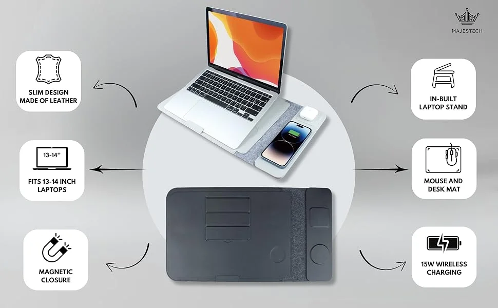 Housse pour Ordinateur Portable Premium avec Chargement Sans Fil