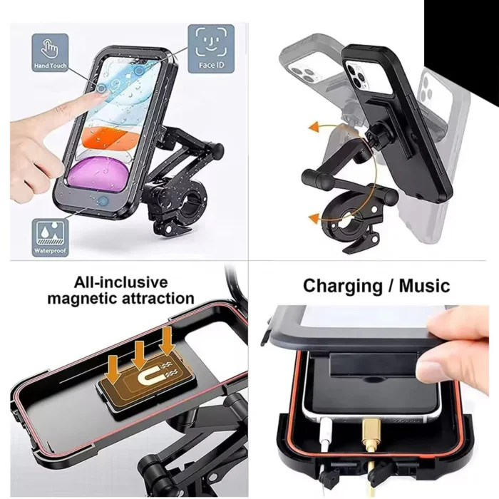 Generic Support Téléphone Étanche – Guidon de Vélo et Moto, Rotatif à 360°