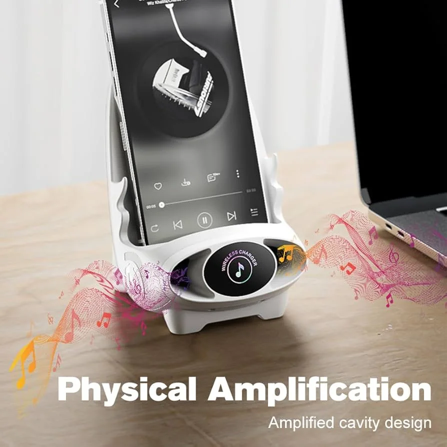 Mini Chair Wireless Fast Charger – Support Téléphone Multifonction 3-en-1 avec Haut-Parleur