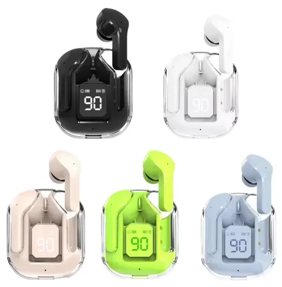 Crystal-Vibe™ : Écouteurs Transparents Bluetooth 5.3 avec Affichage LED Intelligent