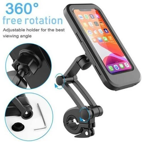 Generic Support Téléphone Étanche – Guidon de Vélo et Moto, Rotatif à 360°