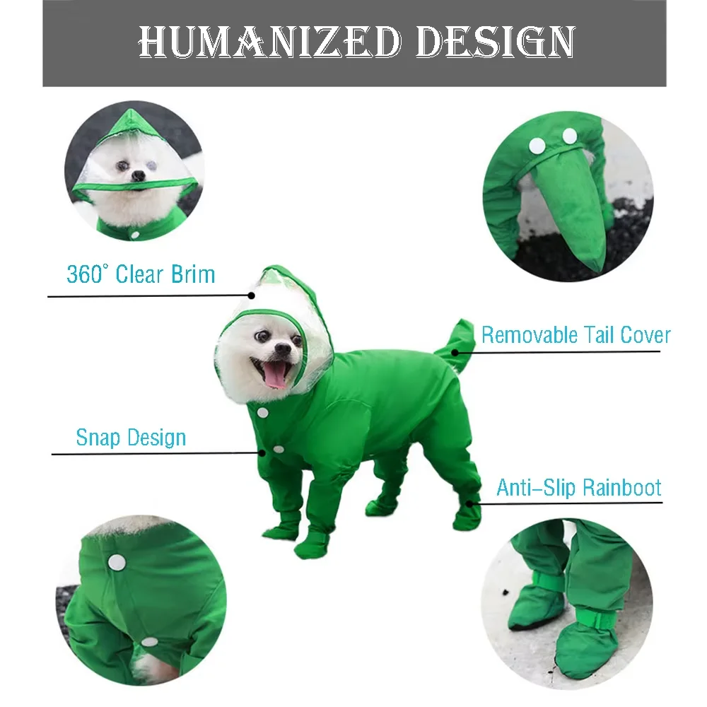 Combinaison imperméable pour chien, idéale pour la pluie, à quatre jambes, ensemble tout inclus, vêtement d'extérieur, mode animaux de compagnie, pour petit chien ou chat