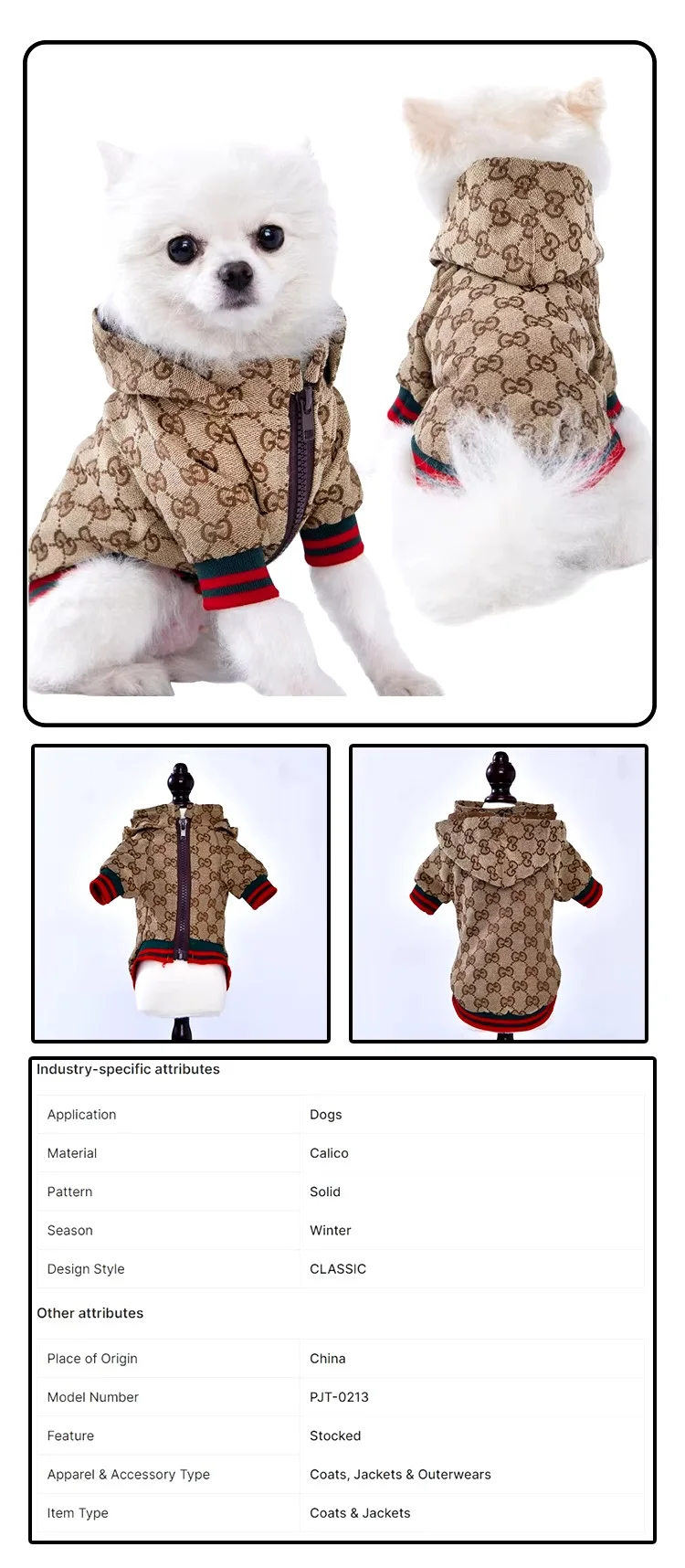 Vente en gros de vêtements pour animaux de compagnie Veste d'hiver populaire pour chien Manteau pour chien chat Vêtements pour chien Sweat à capuche de luxe pour chiot Teddy