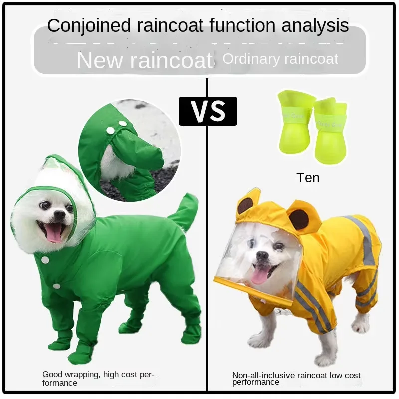 Combinaison imperméable pour chien, idéale pour la pluie, à quatre jambes, ensemble tout inclus, vêtement d'extérieur, mode animaux de compagnie, pour petit chien ou chat