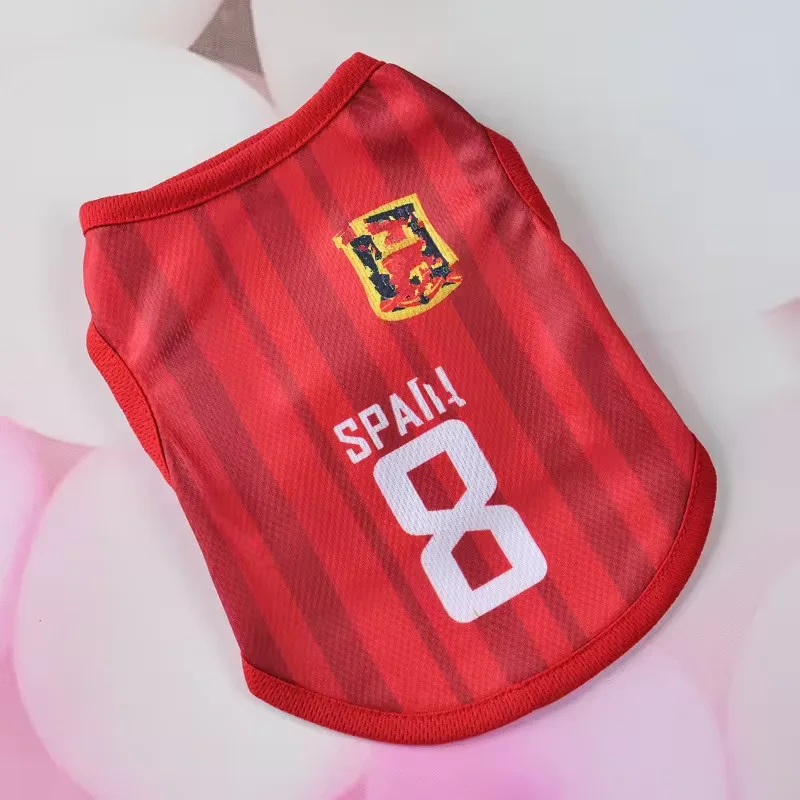 Vêtements de sport d'été respirants pour chiens vente en gros vêtements bon marché pour chiens d'Espagne maillot de football vêtements pour animaux de compagnie