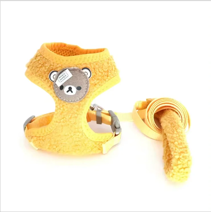 Bear Pattern Cute Pet Dog Warm Harness Vest For Winter