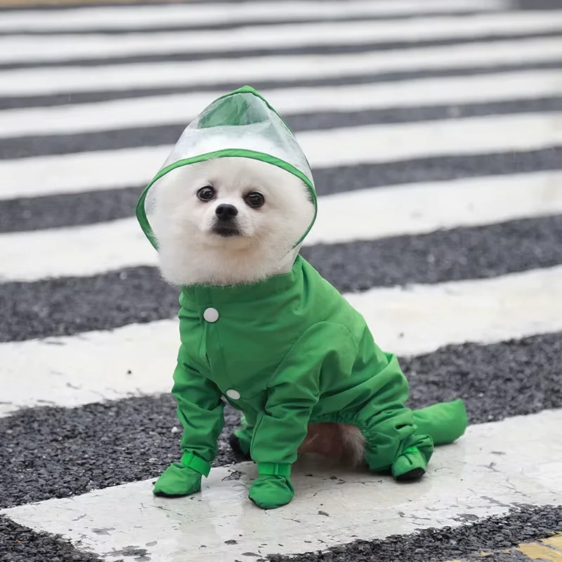 Combinaison imperméable pour chien, idéale pour la pluie, à quatre jambes, ensemble tout inclus, vêtement d'extérieur, mode animaux de compagnie, pour petit chien ou chat