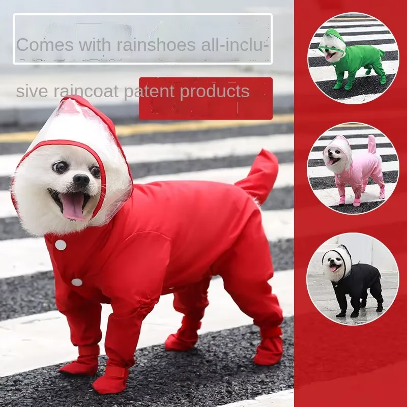Combinaison imperméable pour chien, idéale pour la pluie, à quatre jambes, ensemble tout inclus, vêtement d'extérieur, mode animaux de compagnie, pour petit chien ou chat