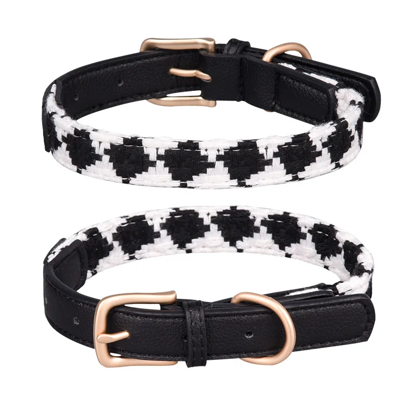 Soft Woven Prismatic Plaid Dog Collar