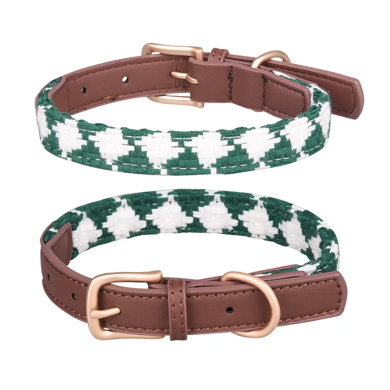 Soft Woven Prismatic Plaid Dog Collar