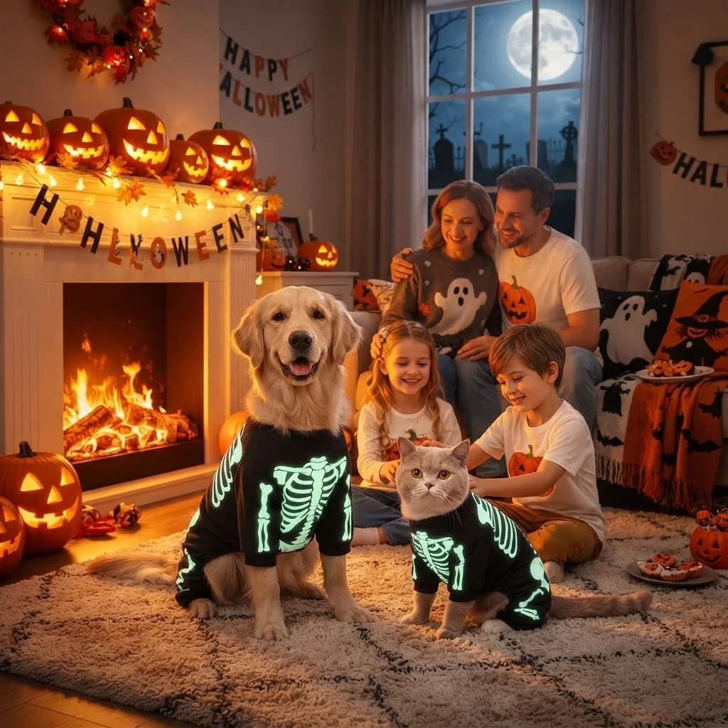 Luminous Skeleton Pet Pajama - Glow-in-the-Dark Halloween Costume for Dogs & Cats