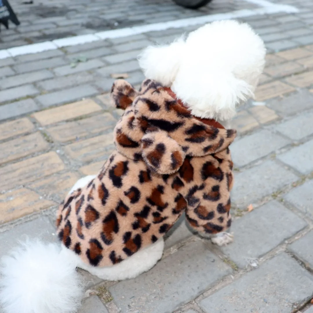 Dogs and Cats  Warm Fashionable Leopard Jacket