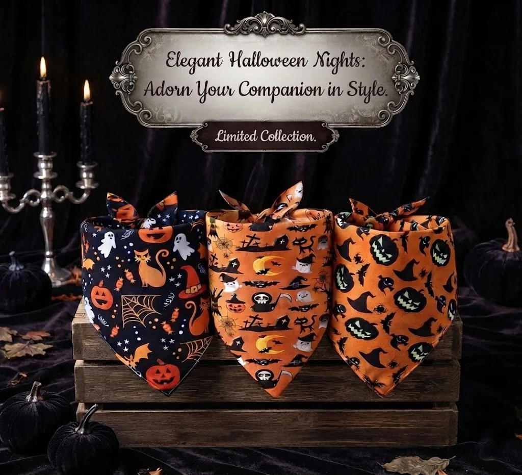 Premium Halloween Pet Bandana Collection – Spooky Cute Costume Accessory for Dogs & Cats